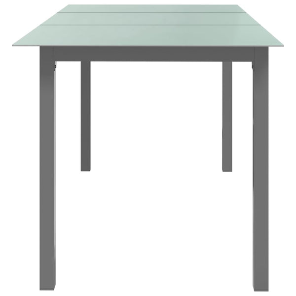 Hellgrauer Gartentisch Gheaja 150x90x74cm (Aluminium und Glas)