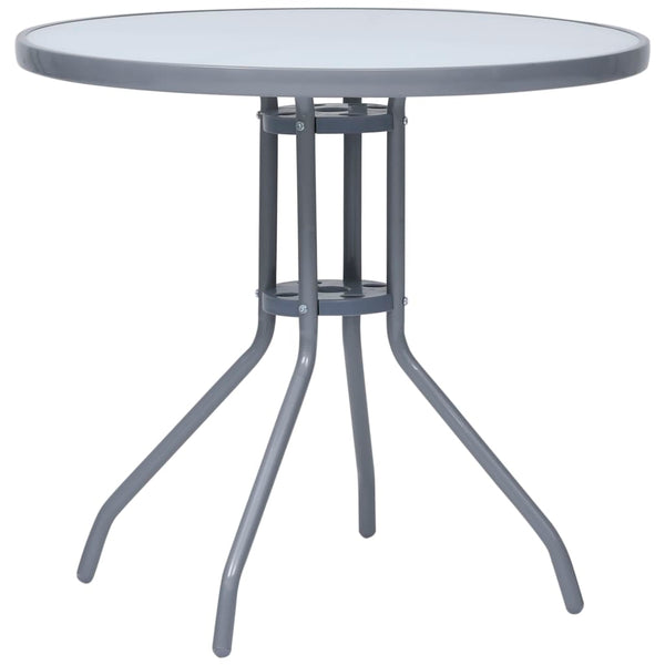 Hellgrauer Gartentisch Eufimie 80cm (Stahl und Glas)