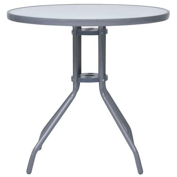 Hellgrauer Gartentisch Eufimie 80cm (Stahl und Glas)