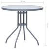 Hellgrauer Gartentisch Eufimie 80cm (Stahl und Glas)