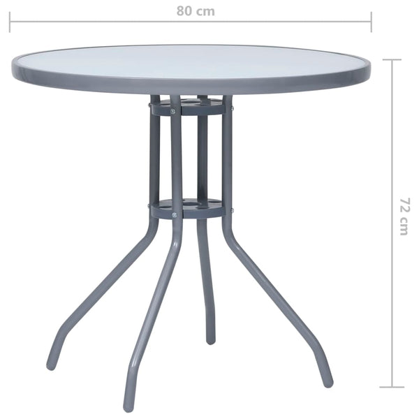 Hellgrauer Gartentisch Eufimie 80cm (Stahl und Glas)