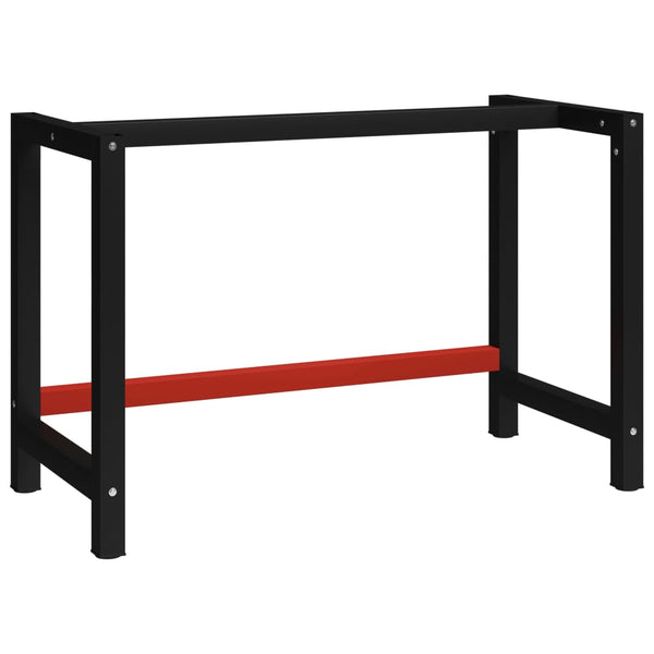 Schwarzes und rotes Schreibtischgestell Metall Bilghi 120x57x79cm