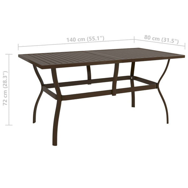 Brauner Gartentisch Moises 140x80x72cm (Stahl)