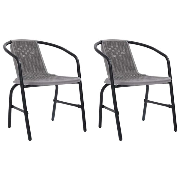 Schwarze Gartenstühle Balaj (2 Stk. Polyrattan und Stahl 110 kg)