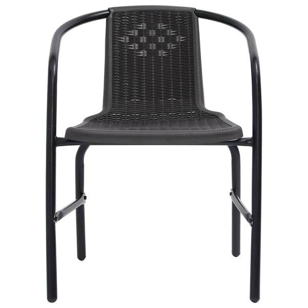 Schwarze Gartenstühle Balaj (2 Stk. Polyrattan und Stahl 110 kg)