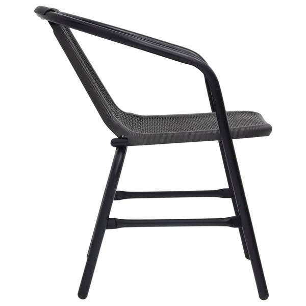 Schwarze Gartenstühle Balaj (2 Stk. Polyrattan und Stahl 110 kg)