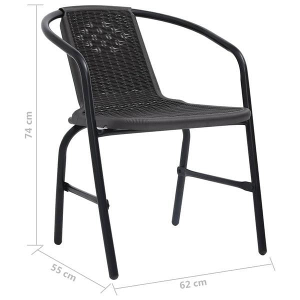 Schwarze Gartenstühle Balaj (2 Stk. Polyrattan und Stahl 110 kg)