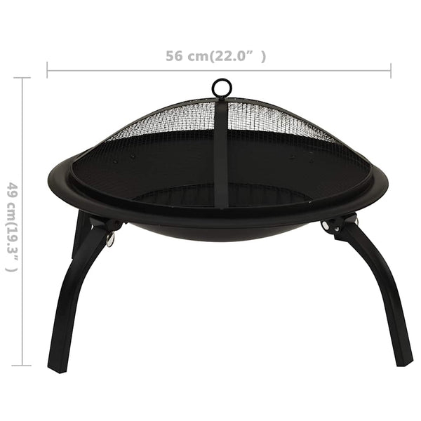 Stahl 2-in-1 Feuerschale/Grill und Schürhaken Milford 56x56x49cm