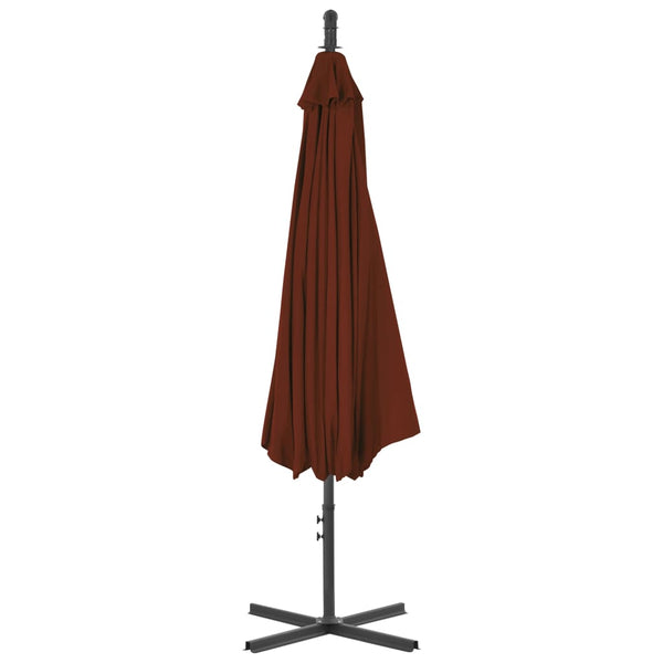 Terracotta Hängender Sonnenschirm mit Stahlmast Iremia 300cm