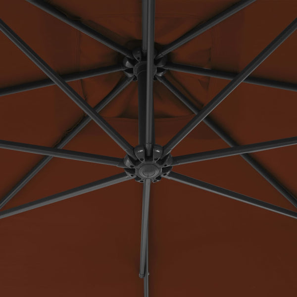 Terracotta Hängender Sonnenschirm mit Stahlmast Iremia 300cm