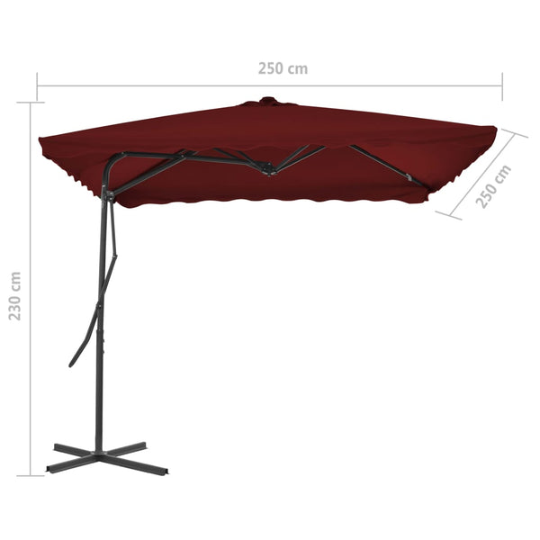 Weinroter Sonnenschirm mit Stahlstange Nyulasi 250x250x230cm