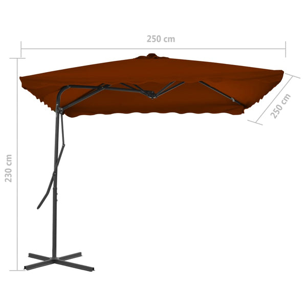 Terrakotta Sonnenschirm mit Stahlstange Nyulasi 250x250x230cm