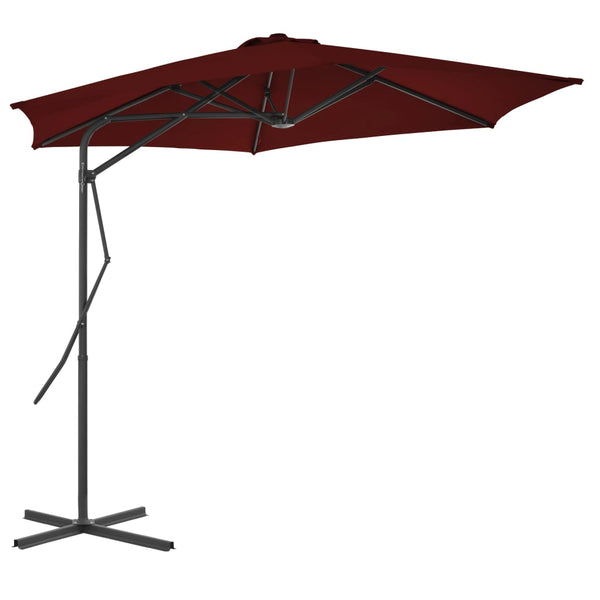 Weinroter Sonnenschirm mit Stahlmast Raium 300x230cm
