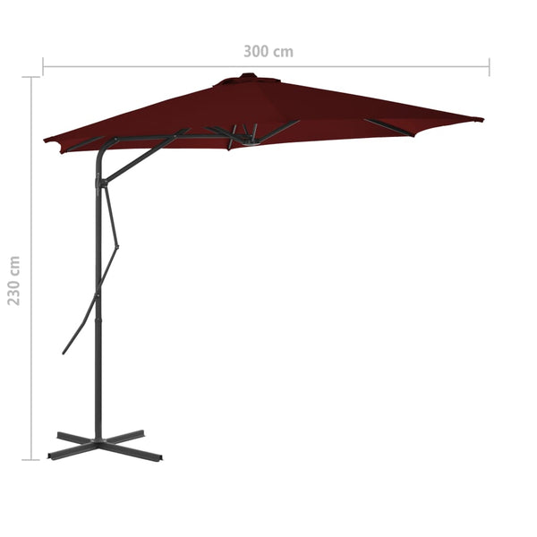 Weinroter Sonnenschirm mit Stahlmast Raium 300x230cm
