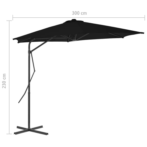 Schwarzer Sonnenschirm mit Stahlstange Raium 300x230cm