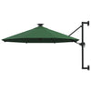 Grüner wandmontierter Sonnenschirm mit LED und Mast Santino 300cm