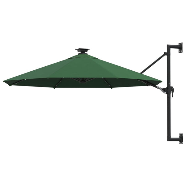Grüner wandmontierter Sonnenschirm mit LED und Mast Santino 300cm