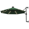 Grüner wandmontierter Sonnenschirm mit LED und Mast Santino 300cm