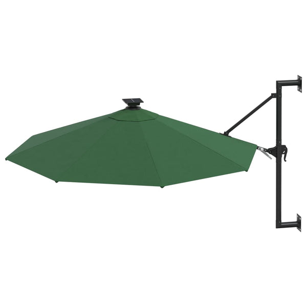 Grüner wandmontierter Sonnenschirm mit LED und Mast Santino 300cm