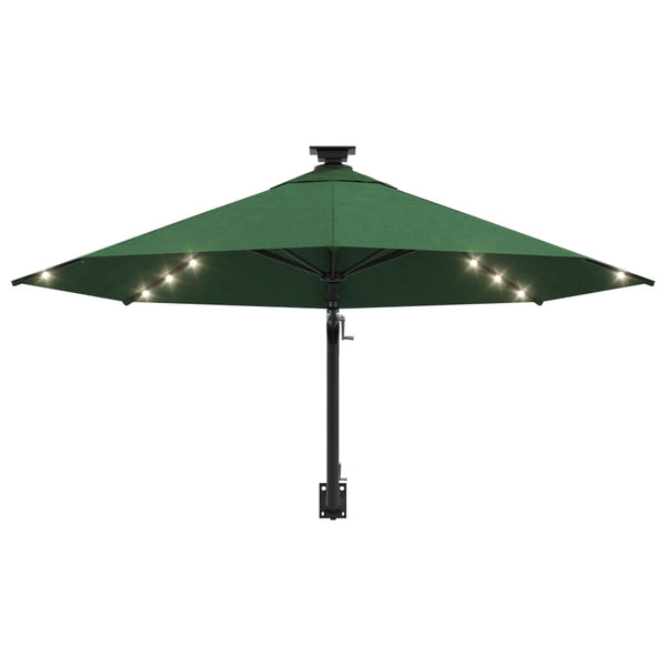 Grüner wandmontierter Sonnenschirm mit LED und Mast Santino 300cm