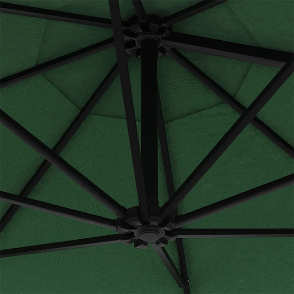 Grüner wandmontierter Sonnenschirm mit LED und Mast Santino 300cm