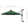 Grüner wandmontierter Sonnenschirm mit LED und Mast Santino 300cm