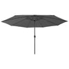 Anthrazitfarbener Sonnenschirm mit LED-Leuchten und Metallstange Lark 400cm