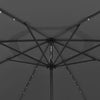 Anthrazitfarbener Sonnenschirm mit LED-Leuchten und Metallstange Lark 400cm