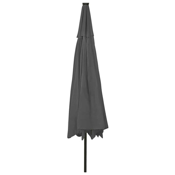 Anthrazitfarbener Sonnenschirm mit LED-Leuchten und Metallstange Lark 400cm