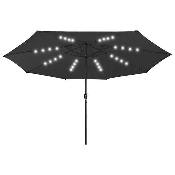 Schwarzer Sonnenschirm mit LED-Beleuchtung Lark 400cm