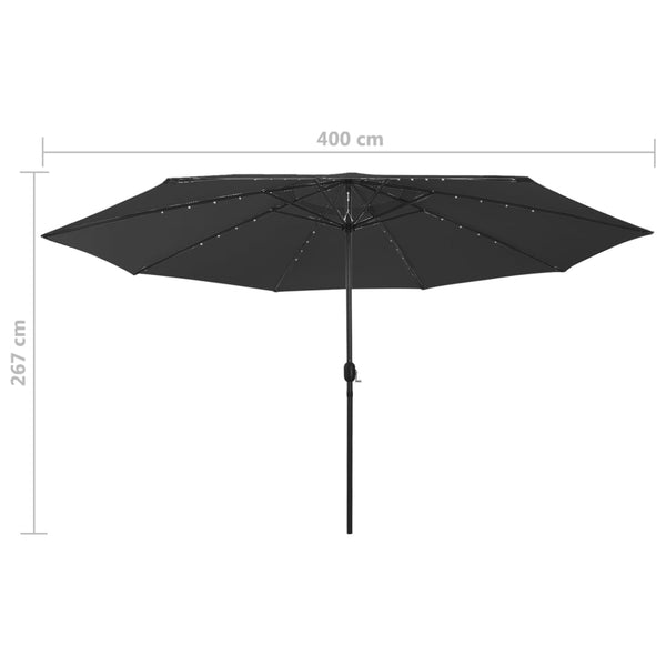 Schwarzer Sonnenschirm mit LED-Beleuchtung Lark 400cm
