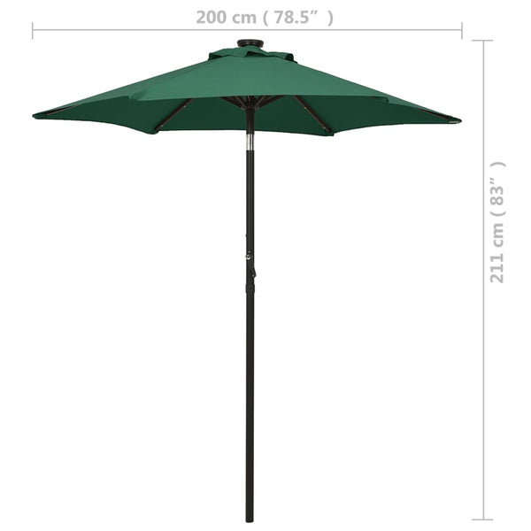 Vihreä aurinkovarjo led-valolla Amry 200x211cm (alumiini)