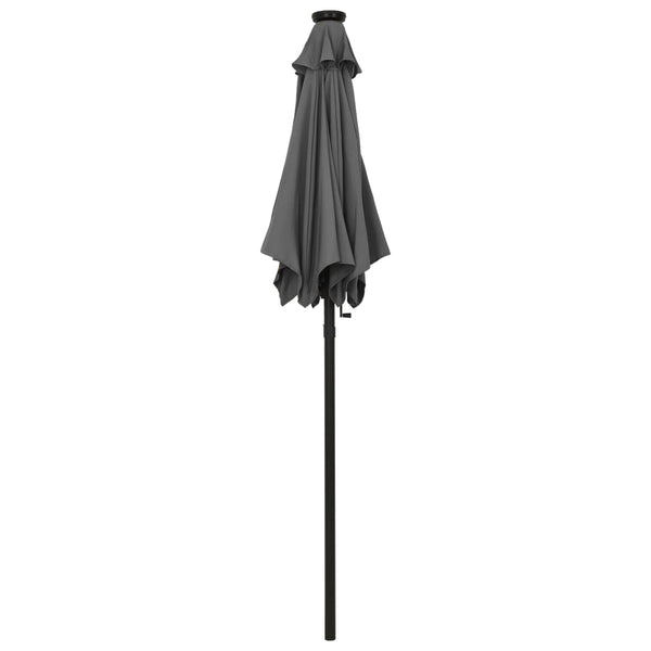 Anthrazitfarbener Sonnenschirm mit LED-Beleuchtung Amry 200x211cm (Aluminium)