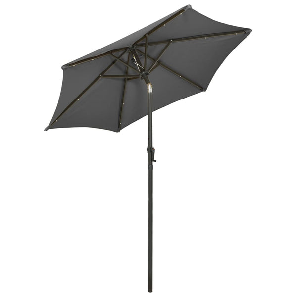 Anthrazitfarbener Sonnenschirm mit LED-Beleuchtung Amry 200x211cm (Aluminium)