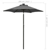 Anthrazitfarbener Sonnenschirm mit LED-Beleuchtung Amry 200x211cm (Aluminium)