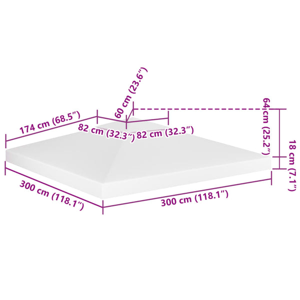 Pavillon-Dach, weiß, Cicu 3x3 m (2-lagig, 310 g/m²)