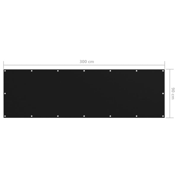 Schwarzer Balkonsichtschutz Elvin 90x300cm (Oxford-Stoff)