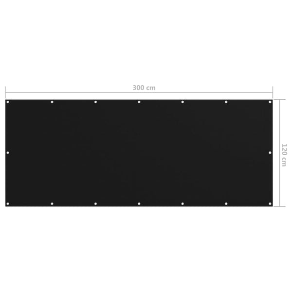 Schwarzer Balkon Sichtschutz Elvin 120x300cm (Oxford-Gewebe)