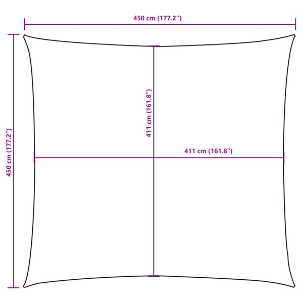 Schwarzes Sonnensegel aus Oxford-Gewebe, quadratisch, Wallington 4,5x4,5 m