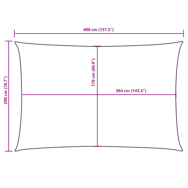Schwarzes Sonnensegel Oxford-Gewebe Rechteck Larisia 2x4m
