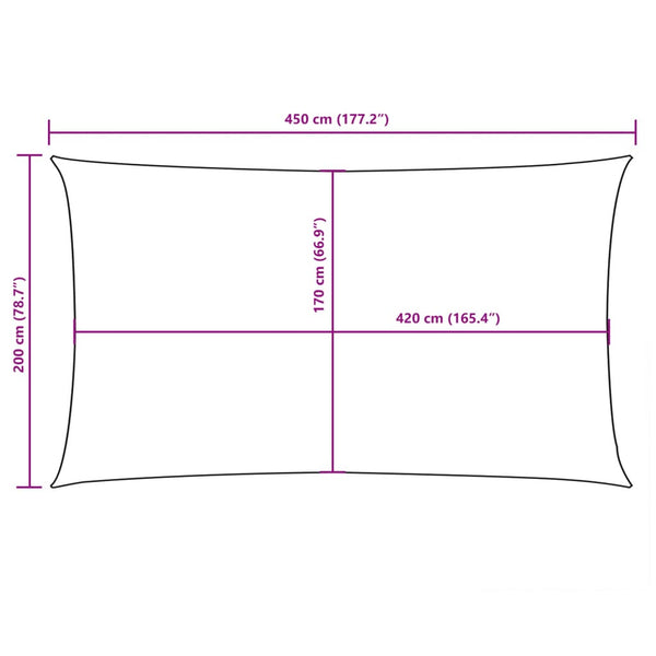 Schwarzes Sonnensegel Oxford-Gewebe Rechteck Larisia 2x4,5 m