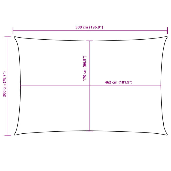 Schwarzes Sonnensegel aus Oxford-Gewebe, rechteckig, Larisia 2x5 m