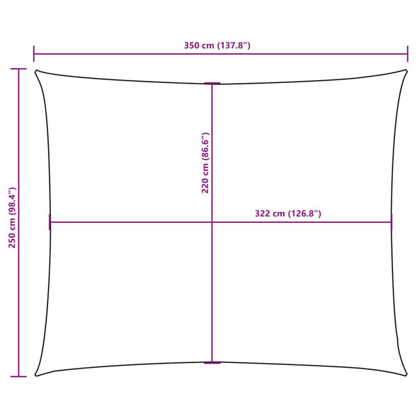 Schwarzes Sonnensegel aus Oxford-Gewebe, rechteckig, Larisia 2,5x3,5 m