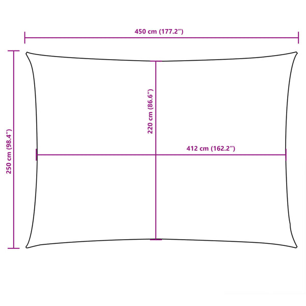 Schwarzes Sonnensegel Oxford-Gewebe rechteckig Larisia 2,5x4,5 m