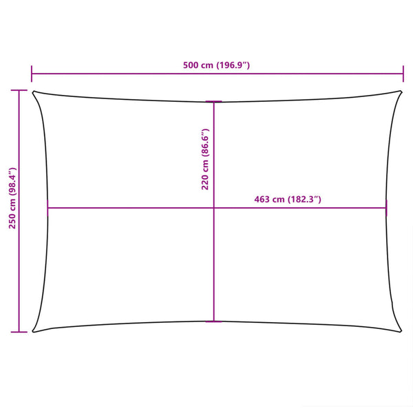 Schwarzes Sonnensegel Oxford-Gewebe Rechteck Larisia 2,5x5 m