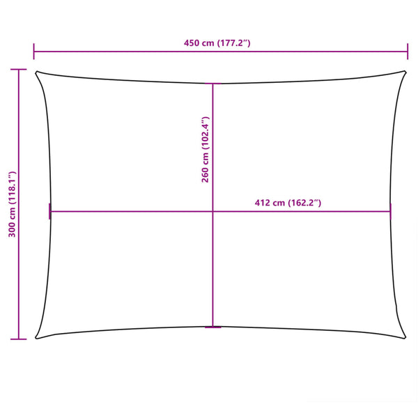 Schwarzes Sonnensegel aus Oxford-Gewebe, rechteckig, Larisia 3x4,5 m