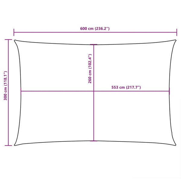 Schwarzes Sonnensegel Oxford-Gewebe Rechteck Larisia 3x6 m