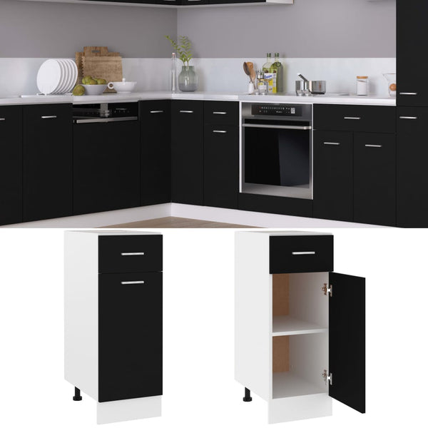 Schwarzer Unterschrank Pompilas 30x46x81,5cm (Spanplatte)
