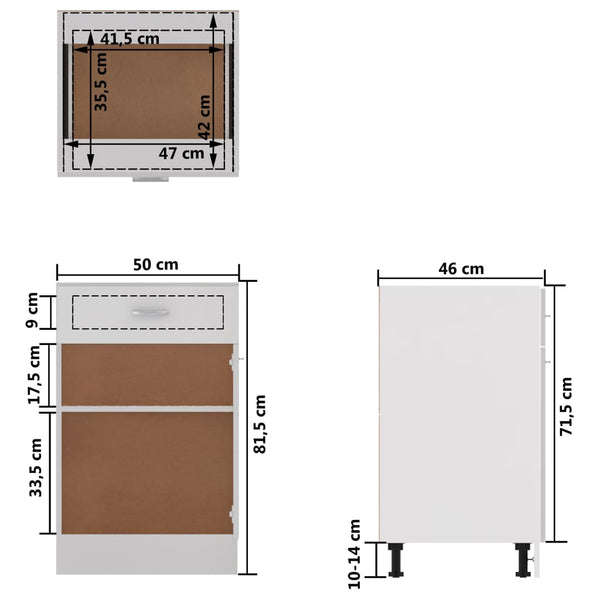 Weißer Unterbauschrank Pompilas 50x46x81,5cm (Holz)