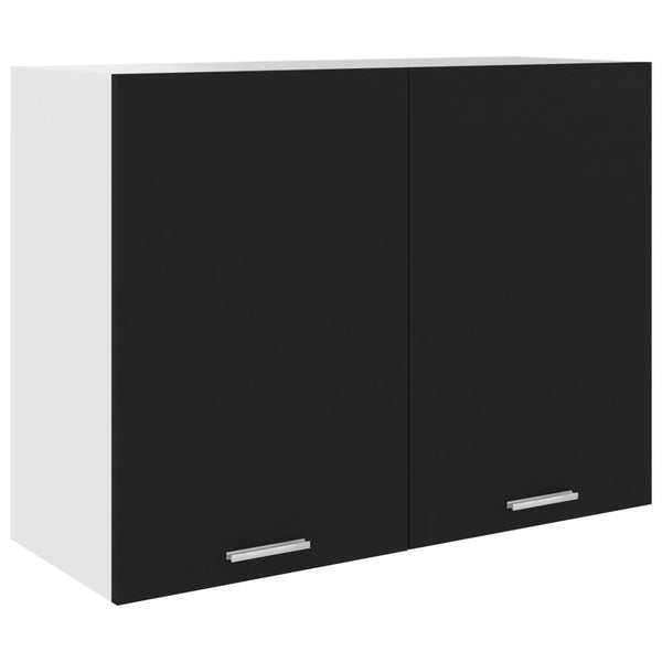 Wandschrank Pompilas Schwarz 80x31x60cm (Holz)